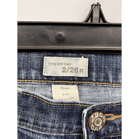 Gap Jeans Womens 2/26 Blue‎ Low Rise Long And Lean Boot Cut Dark Wash Denim - Picture 4 of 7